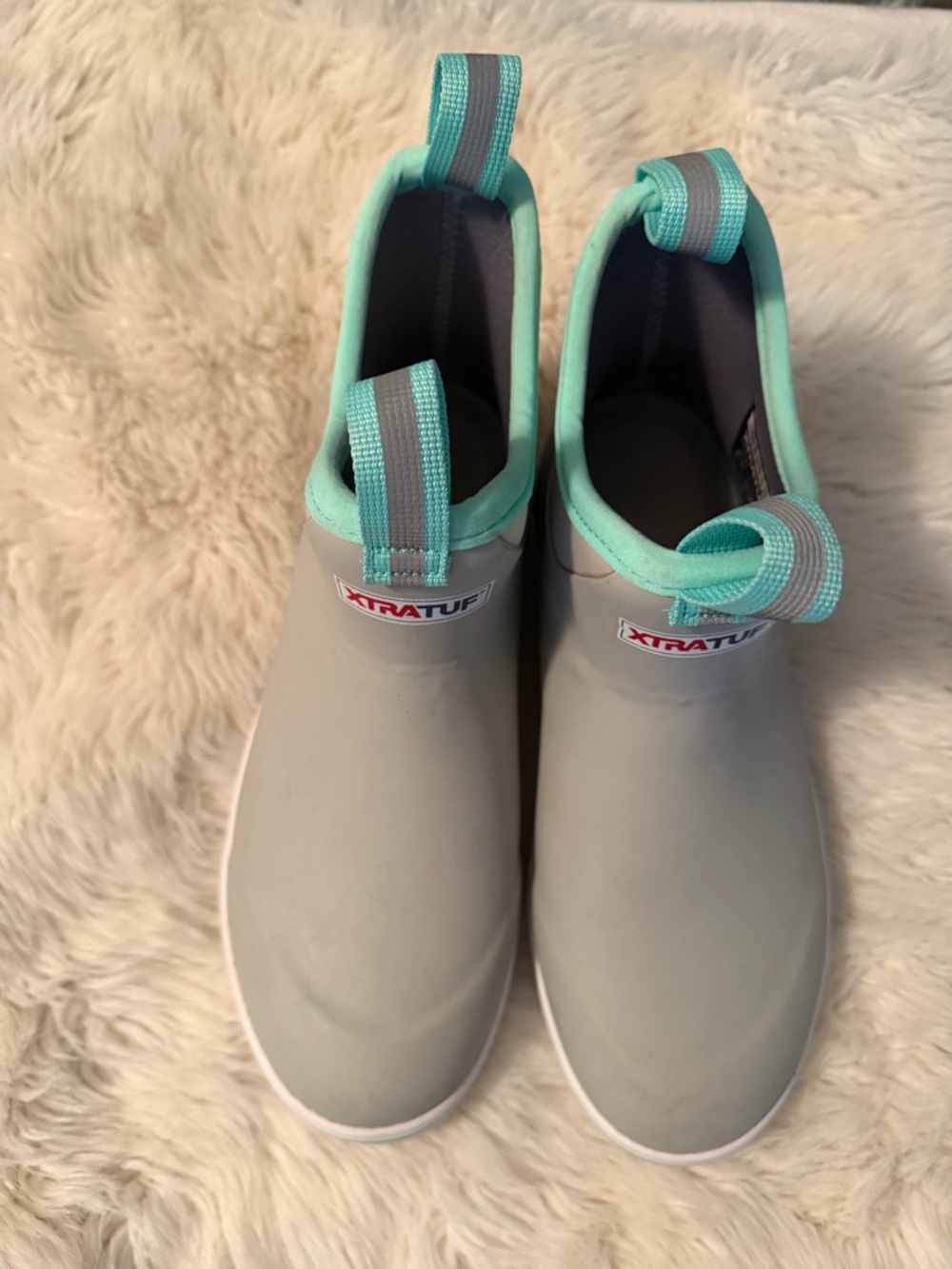Women’s ' Gray and Mint xtratuf deck boots